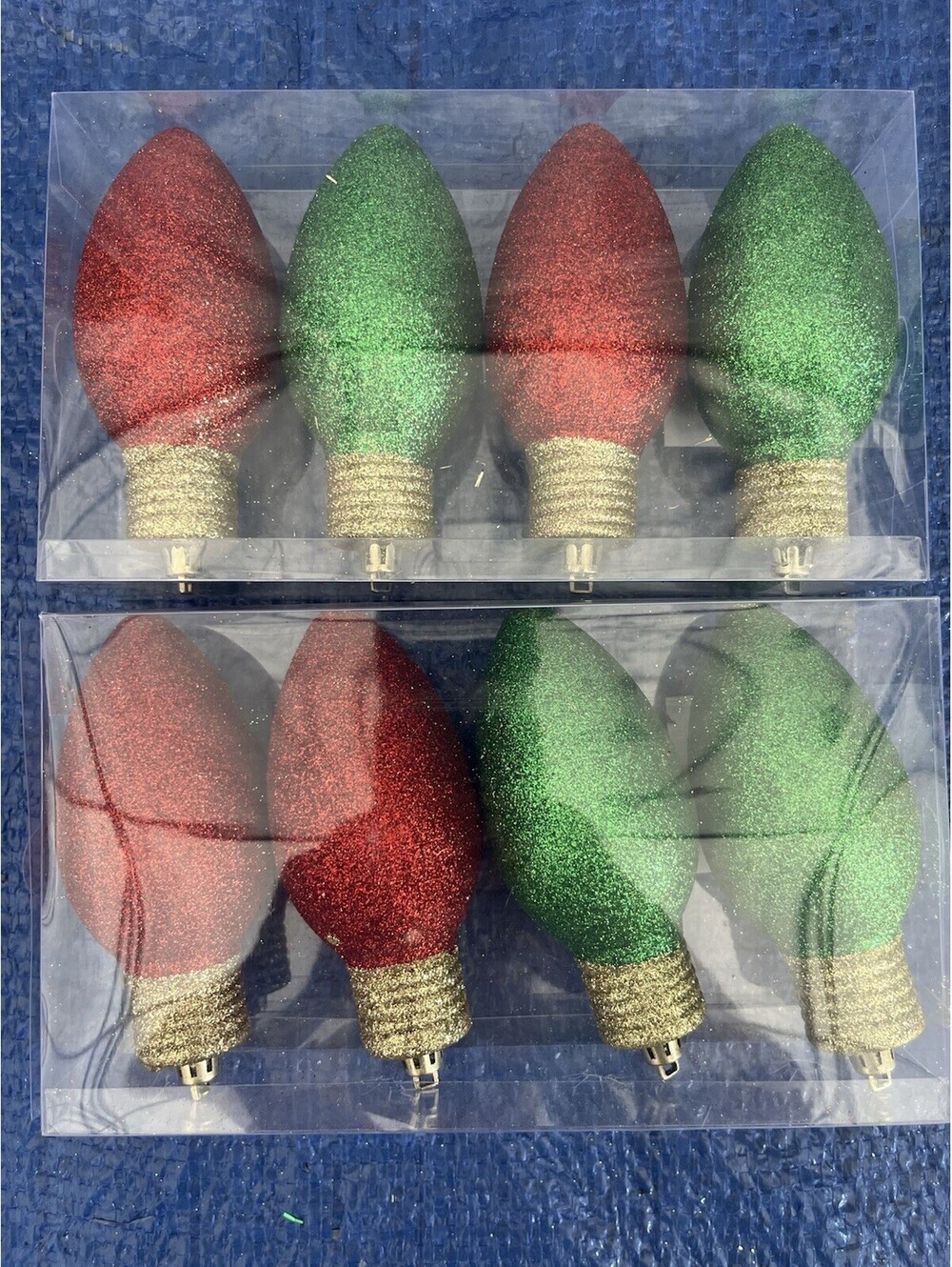 Large Glitter Bulb Ornaments (2 4-packs)  Green Red